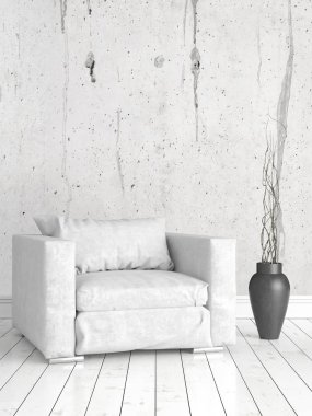 Modern parlak iç. 3D render