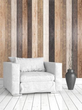 Modern parlak iç. 3D render