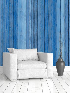 Modern parlak iç. 3D render