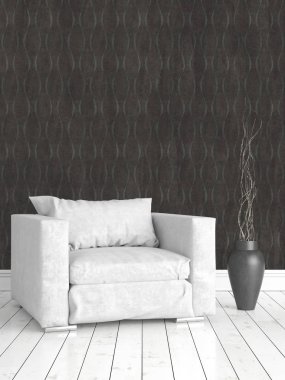 Modern parlak iç. 3D render