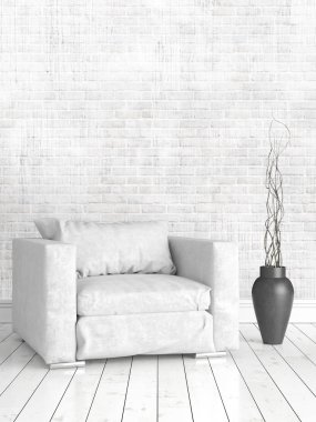 Modern parlak iç. 3D render