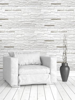 Modern parlak iç. 3D render