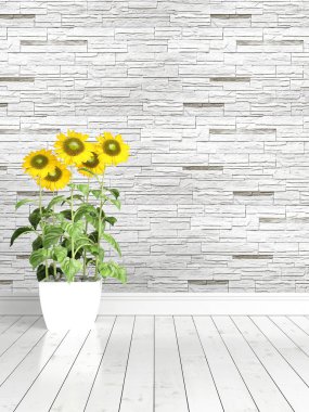 Modern parlak iç. 3D render