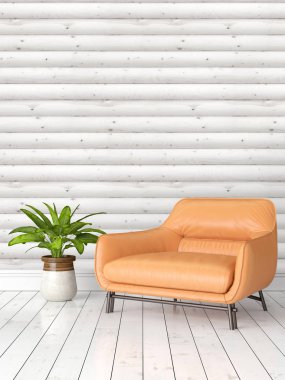 Modern parlak iç. 3D render