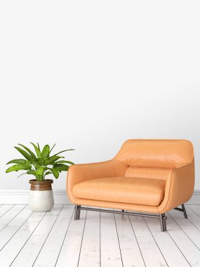 Modern parlak iç. 3D render