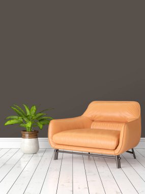 Modern parlak iç. 3D render