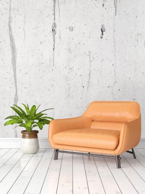 Modern parlak iç. 3D render