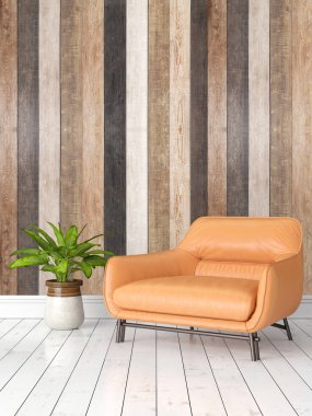 Modern parlak iç. 3D render