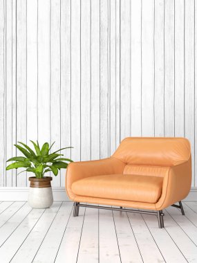 Modern parlak iç. 3D render