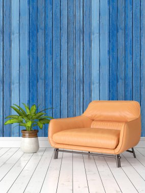 Modern parlak iç. 3D render