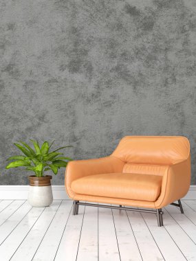 Modern parlak iç. 3D render