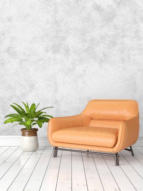 Modern parlak iç. 3D render