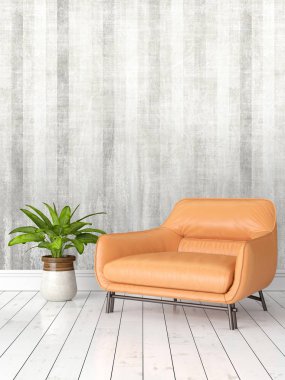 Modern parlak iç. 3D render