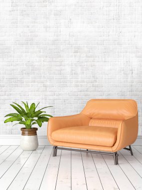 Modern parlak iç. 3D render