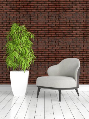 Modern parlak iç. 3D render