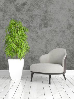 Modern parlak iç. 3D render