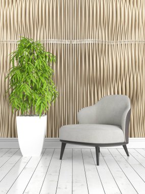 Modern parlak iç. 3D render