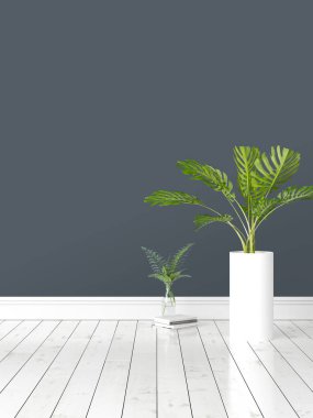 Modern parlak iç. 3D render