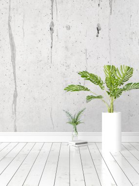 Modern parlak iç. 3D render