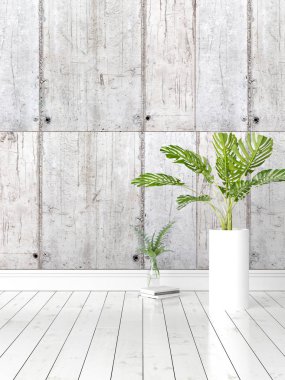 Modern parlak iç. 3D render