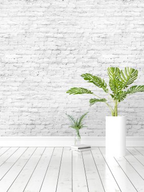 Modern parlak iç. 3D render