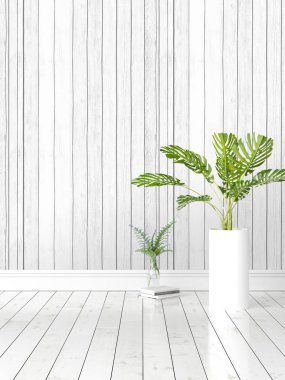 Modern parlak iç. 3D render