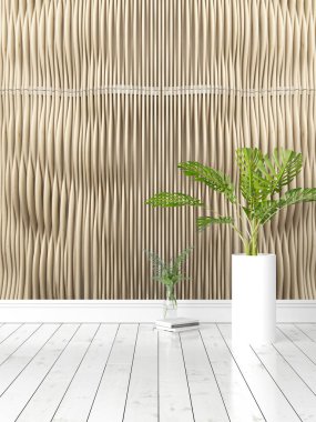 Modern parlak iç. 3D render