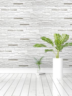 Modern parlak iç. 3D render