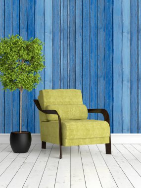 Modern parlak iç. 3D render