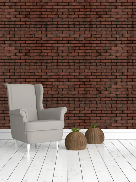 Modern parlak iç. 3D render