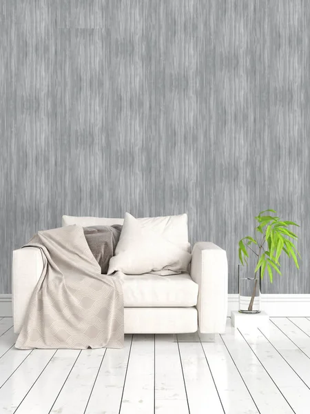 Modern parlak iç. 3D render