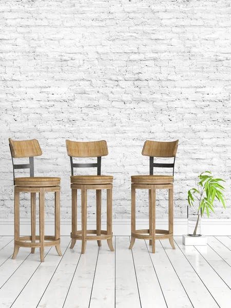 Modern parlak iç. 3D render