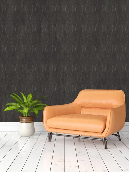 Modern parlak iç. 3D render