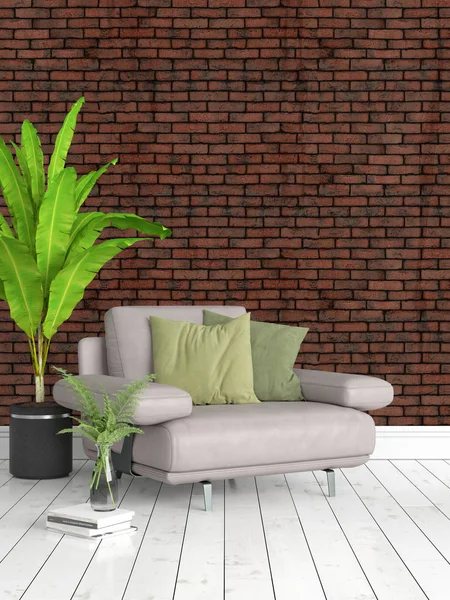 Modern parlak iç. 3D render