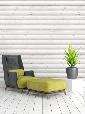 Modern parlak iç. 3D render