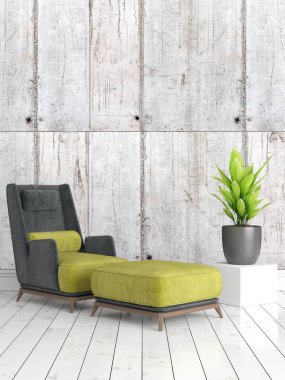 Modern parlak iç. 3D render