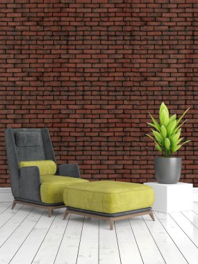 Modern parlak iç. 3D render