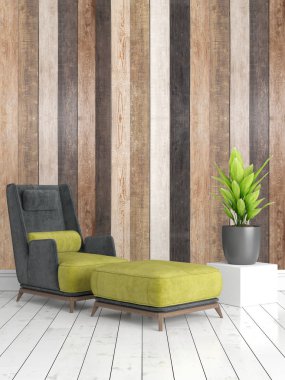 Modern parlak iç. 3D render