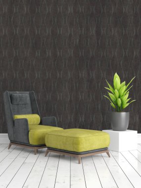 Modern parlak iç. 3D render