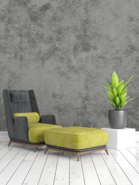 Modern parlak iç. 3D render