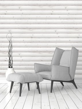 Modern parlak iç. 3D render