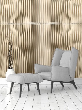 Modern parlak iç. 3D render