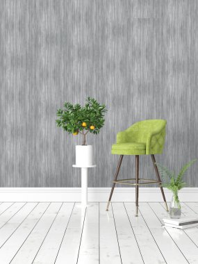 Modern parlak iç. 3D render