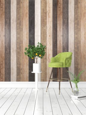 Modern parlak iç. 3D render