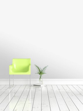 Modern parlak iç. 3D render