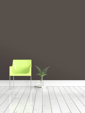 Modern parlak iç. 3D render