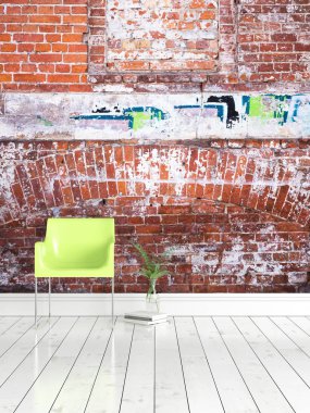 Modern parlak iç. 3D render