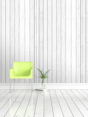 Modern parlak iç. 3D render