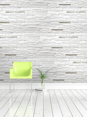 Modern parlak iç. 3D render