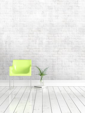 Modern parlak iç. 3D render